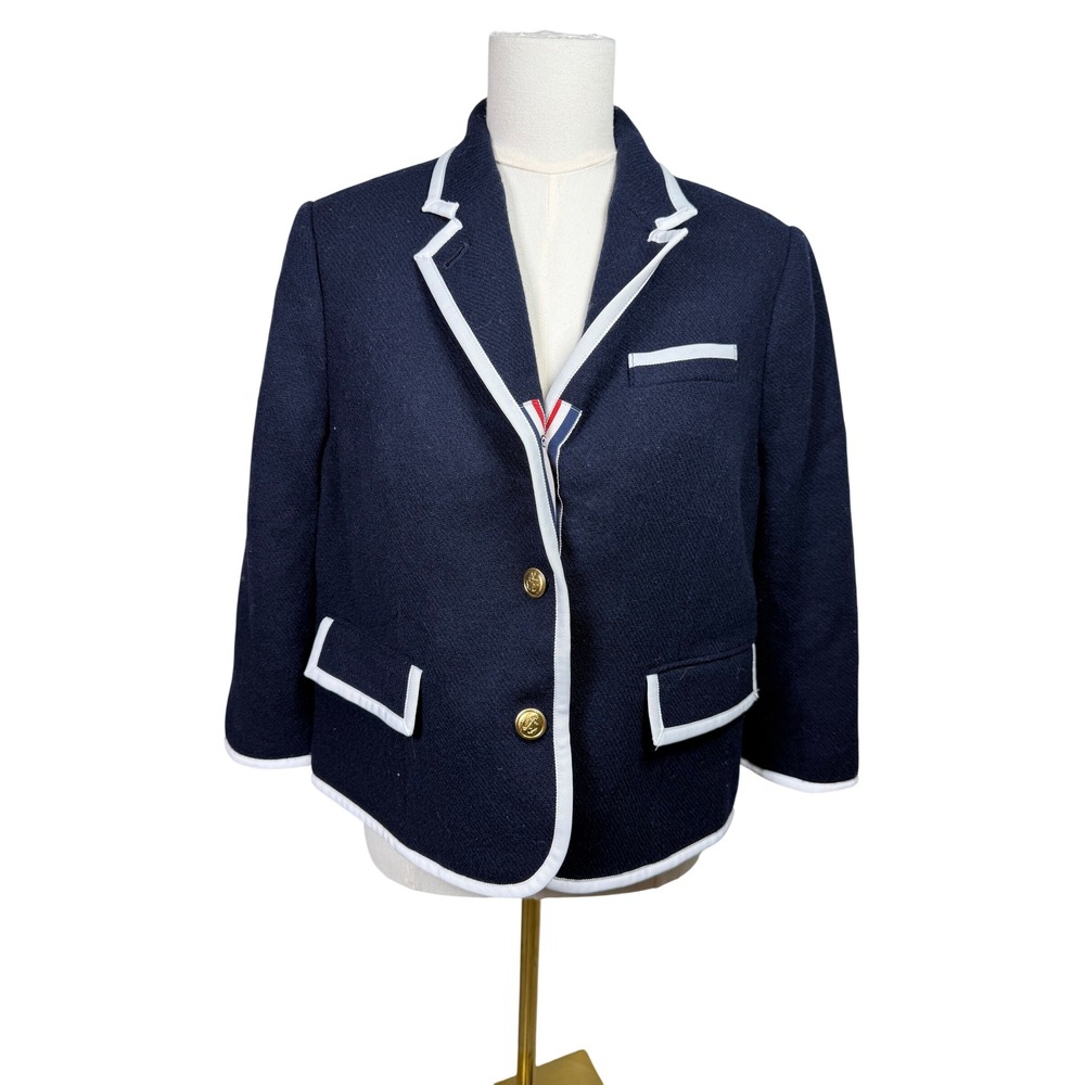 Thom Browne Target Neiman Marcus Blazer Womens XXL Blue Wool Blend